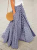 Jupes mode femmes asymétrique ZANZEA été Plaid Maxi Long décontracté taille élastique surdimensionné Vintage a-ligne 7 221115