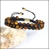 Charm armband m￤n armband dubbel p￤rlor 6mm naturlig en klass tiger ￶gon sten p￤rlor rame v￤nskap trevlig g￥va droppe leverans 2021 je dhesg