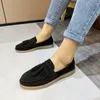 Dress Shoes Boots 2023 Suede Flat Shoes Women Slip On Loafers Leather Fringe Decor Causal Summer Walk Mules Spring 221116