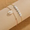 Bracelets de cheville européen américain transfrontalier mode lettre coquille double couche pied chaîne plage station balnéaire accessoires en gros