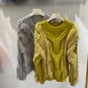 Womens Fur Faux Real Raccoon Sticked tröja Vest Famous Female Pullover Warm Fall Winter High Neck Päls tröjor 221115