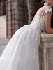 A-Line Boho Women Wedding Dress Jewel lace Appliques Cap Sleeve Tulle Country Bridal Gowns 2023 Customed Vestidos De Noiva