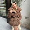 Womens Down Parkas Fandy Lokar Winter Stand Collar Fashion Tie Midjan Korta rockar Eleganta solida pufferjackor Kvinnliga damer 221115