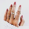 Anelli a fascia in oro Knuckle Combine Joint Ring Band Toes Rings per le donne Set di gioielli di moda Drop Delivery Dhixi