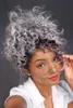 Silver grey kinky curly ponytail hair extension salt and pepper natural curl gray human hair pony tail hairpiece clip in 120g