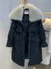 Damen Trenchcoats Dicker Parka Winter Damen Vintage Daunenjacke Echtpelzkragen Warmer Mantel Damen Lose Herbst Parkas Oberbekleidung