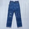 Pantaloni da donna in denim con lettere ricamate, jeans, moda, sport, casual, jeans dritti