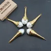 Colares pendentes apdgg 5pc branco natural keshi pérola gota de ouro revestido de ouro para jóias de colar DIY