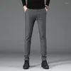 Erkekler Pantolon Günlük Erkeklerin Ekose İnce Kore Moda Pantolon Stili Uygun Tip Ön Uzun