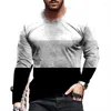 T-shirt da uomo T-shirt stile autunno manica lunga semplice moda o collo camicia 3D gioventù Hong Kong abbigliamento interno casual top sottile