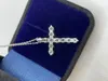 Anhänger Halsketten S925 Sterling Silber Kreuz Halskette Glänzend Super Zirkon Simulation Diamant Mode Religiöse Luxus Schmuck