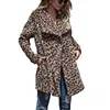 여자 모피 imcute 2022 가을 겨울 모직 가짜 코트 재킷 여자의 무거운 따뜻한 표범 프린트 라펠 목하수 긴 소매 카디건