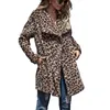 Frauen Pelz IMCUTE 2022 Herbst Winter Woolen Faux Mantel Jacke frauen Schwere Warme Leopard Print Revers Langarm strickjacke