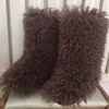 Botas 2022 moda invierno piel de cordero pelo largo piel de oveja mongol falsa cubierta