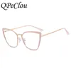 Lunettes de soleil Frames 2022 NOUVEAU MASE METAL CAT Eye Oeil optique Anti-Blue Gémières Femmes Vintage Computer Embouts Femelles Spectacles Oculos Feminino T2201114