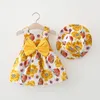 Mädchen Kleider 2 Stück Sommer Baby Boutique Kleidung Casual Nette Dot Bogen Ärmellose Baumwolle Prinzessin Kleid Für Kinder Kleidung BC2250