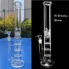 Bongs en verre droits et hauts Bras Arbre Perc Nid d'abeille et pommeau de douche Percolateur Narguilés Bubbler Épais Fumer Dab Rigs Conduites d'eau avec joint de 18 mm