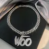 Pendentif Colliers Woo Baby Iced Out pour Hommes Hip Hop Chaîne Cubaine Femmes Mode et Lien Contracté Collier Ras Du Cou Fine Jewelry 221114