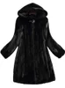 Femmes Fourrure Faux Lautaro Hiver De Luxe Long Manteau De Vison Noir Femmes avec Capuche Manches Élégant Épais Chaud Fluffy ry Veste 6xl 7xl 221116