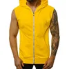 Chandails pour hommes sans manches Cardigan à capuche hommes couleur unie mode vestes pour hommes course Sport gilet veste fermeture éclair