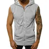 Chandails pour hommes sans manches Cardigan à capuche hommes couleur unie mode vestes pour hommes course Sport gilet veste fermeture éclair