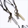 Pendant Necklaces Cross Pendant Necklace Adjustable String Leather Chain Necklaces For Women Men Punk Fashion Jewelry Gift Drop Deli Dh1Yw