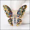 Pins Brooches Colorf Enamel Butterfly Brooch Gold Crystal Rhinestone Brooches Pins For Women Mens Wedding Bouquets Fashion Jewelry Dhqjs