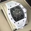 Mekanisk Richa Carbon Watch Fiber Men's White Automatic Ceramic Wine Barrel Mill Personlighet Stor DIAL WB6F Hög kvalitet