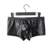 Underpants Boxer Shorts Leather Men Underwear Panties Sexy Briefs Trunk Metal Tight Bandage Underpant Gay Bikini X-3XL289Z