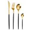 Set di posate in acciaio inossidabile specchio oro coltello cucchiaio forchetta cucchiaio da dessert imposta regali di Natale in cucina