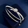 Bangle Designed Knot Rope Full Diamonds Pendant Ladies Necklace Luxurious Knotted Cross Diamond Women's Chain Armband Earrin211o