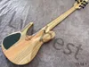 STOCKING Chitarra elettrica personalizzata 5 corde Bass Burl Flame Top Corpo in legno di frassino Collo in acero Cerchio Intarsio Parti nere Raso naturale