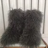 Botas 2022 moda invierno piel de cordero pelo largo piel de oveja mongol falsa cubierta