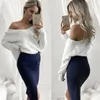 Qnpqyx sexy Off Plouds Knitwear Пуловой для женского свитера Осень теплый свитер. Случайный джампер с длинным рукавом с длинным рукавом