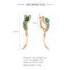 Boucles d'oreilles Aide 925 Sterling Argent Vert Émeraude Zircon Serpent Queue Pour Les Femmes De Luxe Champagne Or Punk