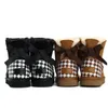 2023 New Style uggitys Snow boots fashion Australia Heel check bow Design Woolen boots for women classic Medium bootss Winter warm shoes black/brown size 35-43