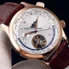 Nuovo 42mm Master Control World Geographic Q1522420 quadrante bianco orologio automatico da uomo fasi lunari Tourbillon cassa in oro rosa Str259A