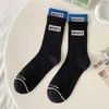 Women Socks SP&CITY Korean Trendy Letter Print Cool Sports Women's Medium Tube Cotton Hipster Street College Style Harajuku Sock