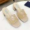 Designer Women Slippers Top Rubber Genuine Leather Bottom Transparent Triangle Label Jelly Shoes Chunky Heel Sandals