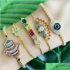 Charm Bracelets Rainbow Crystal Hand Eye Bracelets Gold Pl Adjustable String Chains Diamond Women Bracelet Fashion Jewelry Drop Deliv Dhbyg