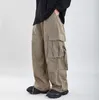 Men's Pants Loose Cargo Men's Baggy Trousers Fine Grid Elastic Waist Overalls Wide Feet Mens Wear Men Male Bottoms Plus Size XXL