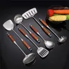 Cookware Parts 304 Stainless Steel Wooden Handle Cooking Utensil Spatula Shovel Spaghetti Rice Spoon Colander Kitchenware Kitchen Accessories 221114