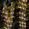 Tuindecoraties 32m Zonne -aangedreven touwstrookverlichting Waterdichte buis Garland Fairy Light Strings voor Outdoor Indoor Christmas Decor 221115