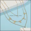 Anhänger Halsketten MTI Schicht Honig Schmetterling Anhänger Halsketten Stapeln Gold Ketten Choker Halskette Kragen Für Frauen Mode Schmuck Dhqs3