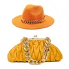 Шляпа шляпа шляпы ковша наборы мешков женской федорастр и сумки набор золотой цепочки.