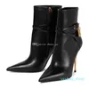 Lucchetto in pelle Stivaletti con zip laterale Scarpe a punta Fashion Boot designer di lussostiletto Stivaletti 052