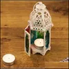 Candle Holders Moroccan Glass Candle Holder European Metal Creative Aromatherapy Stand Iron Art Ornament Lantern Drop Delivery 2021 Dhdxo