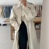 Trench femme corée du sud 2022 automne français tempérament costume col Double poches taille sur genou Long manteau avec ceinture femmes