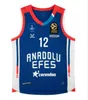 Anadolus Efess Istanbuls #0 SHANES LARKINs basketbol forması 22/23 Beyaz Mavi Herhangi bir stil ve isim özelleştirilebilir