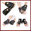 ST301 1 paire Punk Hip-hop PU noir demi-doigt gants en cuir carré ongles mode main plus chaud hiver gants chaud sans doigts